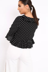 Black Polka Dot Crop Top - Alixandra-Crop Tops