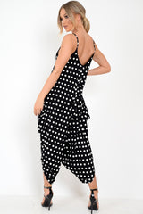Black Polka Dot Oversized Jersey Jumpsuit - Samra-Jumpsuits