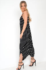 Black Polka Dot Oversized Jersey Jumpsuit - Samra-Jumpsuits