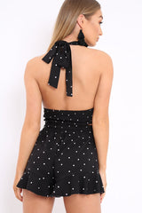 Black Polka Dot Shorts and Halterneck Co-ord - Alivia-Co-ords