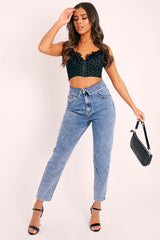 Black Polka Frill Corset Bralet - Shailey-Bralets