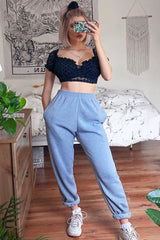 Black Polka Mesh Milkmaid Crop Top - Rosa-Crop Tops