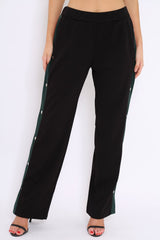 Black Popper Tailored Trousers with Red and Khaki Stripe - Simona-Trousers