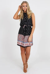 Black Print Sleeveless Shirt - Britanny-Dresses