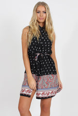 Black Print Sleeveless Shirt - Britanny-Dresses