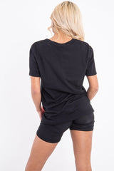 Black Printed Slogan Longline T-Shirt - Jaylissa-T-shirt