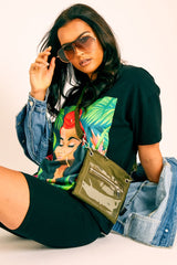 Black Printed T-shirt and Cycling Shorts Co-Ord - Eliza-Co-ords