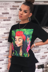 Black Printed T-shirt and Cycling Shorts Co-Ord - Eliza-Co-ords