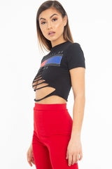 Black Property of No-One Extreme Rip Crop Top - Verle-T-shirt