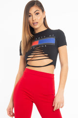 Black Property of No-One Extreme Rip Crop Top - Verle-T-shirt