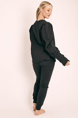 Black Puff Sleeve Loungewear Co-ord - Harley-Loungewear