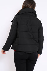 Black Puffer Jacket with Tie Front - Lolamae-Jackets