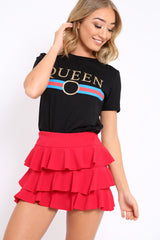 Black Queen Slogan T-shirt - Chenise-Tops