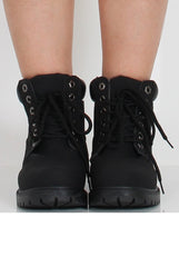 Black Quilted Hiker Boots - Coco-Boots