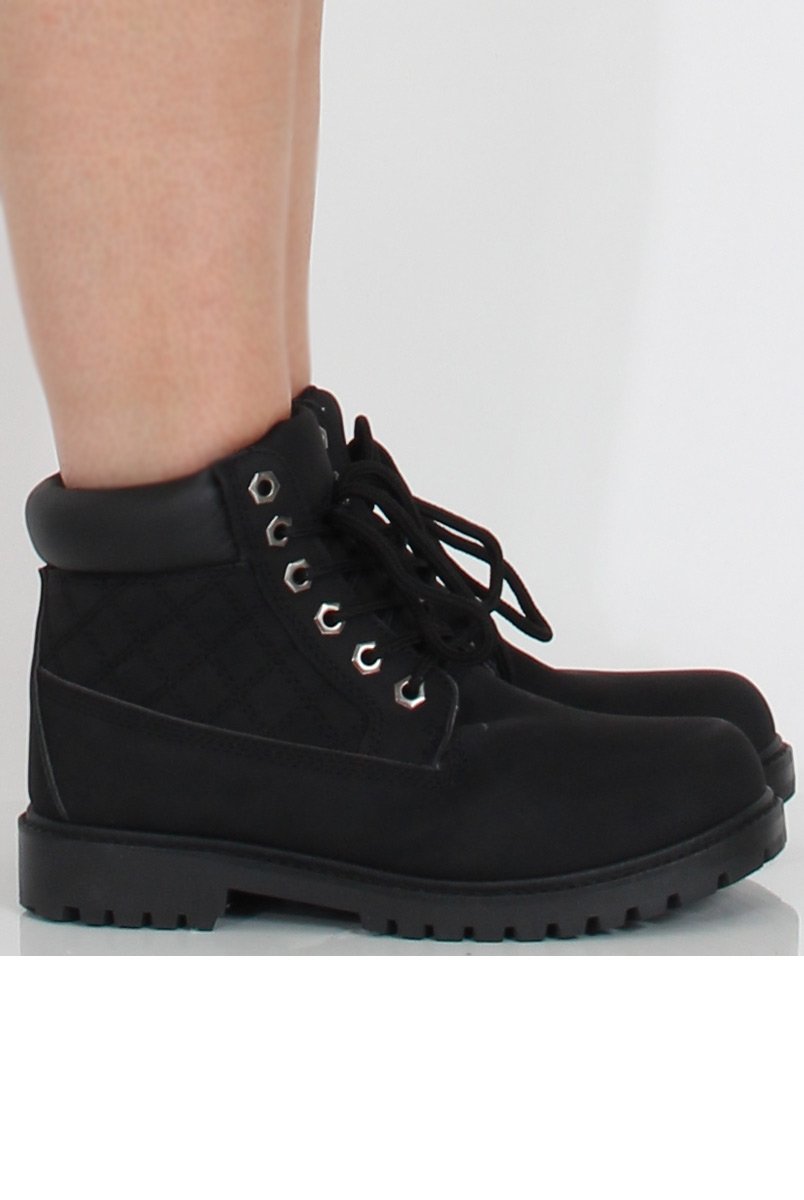 Black Quilted Hiker Boots - Coco-Boots