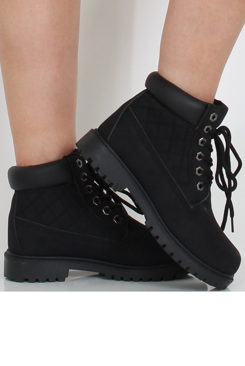 Black Quilted Hiker Boots - Coco-Boots