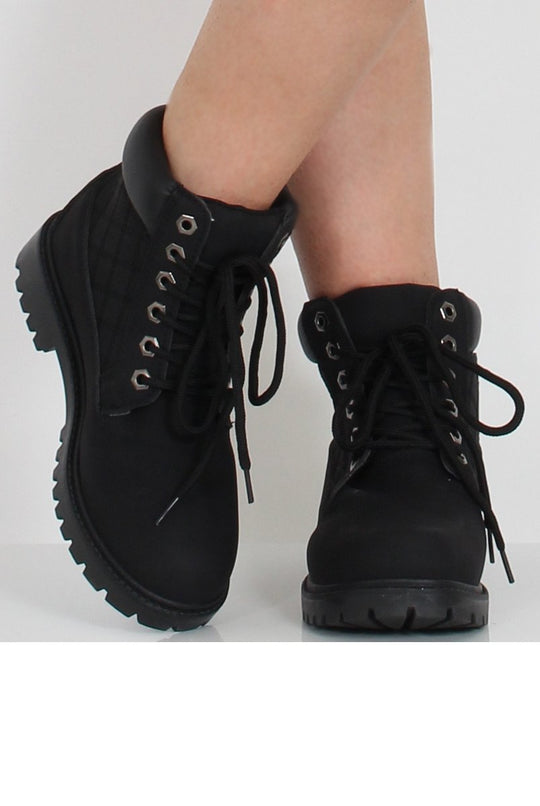 Black Quilted Hiker Boots - Coco