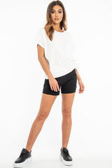 Black Raw Hem High Waist Denim Shorts - Atlanta-Shorts