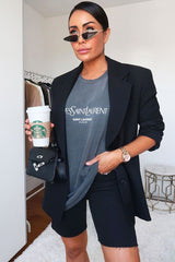 Black Raw Hem Longline Denim Shorts - Melissa-Shorts