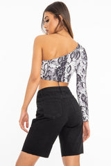 Black Raw Hem Longline Denim Shorts - Melissa-Shorts