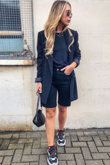 Black Raw Hem Longline Denim Shorts - Melissa-Shorts