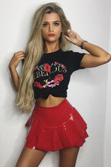 Black Rebellious Slogan T-shirt - Casey-Tops