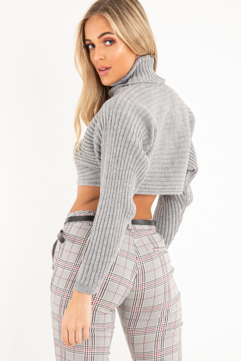 Black Red Check Belted Skinny Trousers - Jayani-Trousers