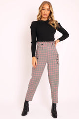 Black Red Check Frill Detail Trousers - Bristal-Trousers