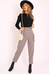 Black Red Check Frill Detail Trousers - Bristal-Trousers