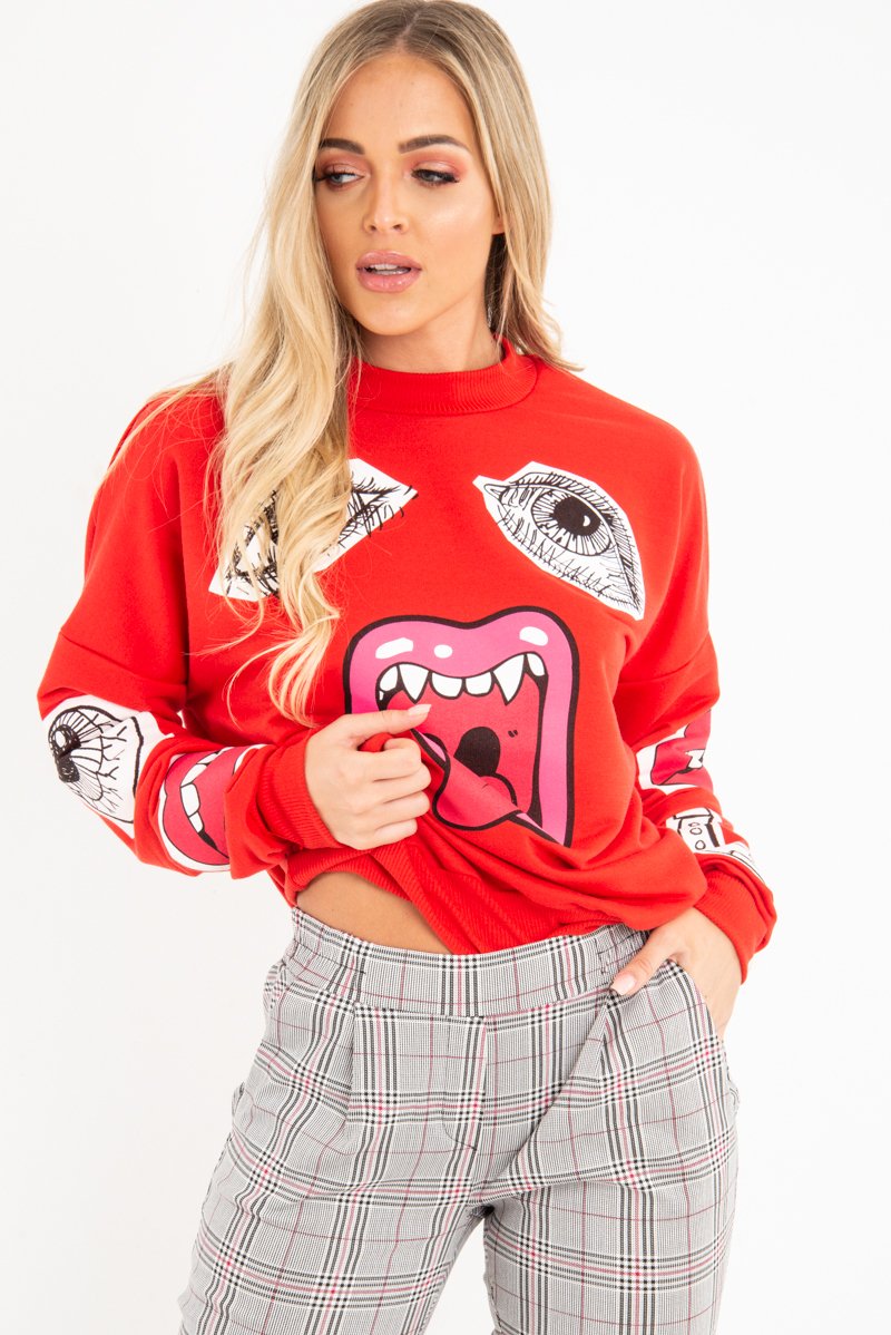 Black Red Check Ruffle Waist Skinny Trousers - Lecy-Trousers