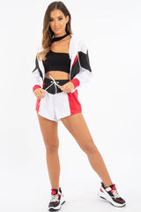 Black Red Colour Block Hooded Jacket Shorts Tracksuit Co-ord - Jettie-Co-ords