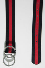 Black Red Diamante Double Circle Buckle Belt - Catheryn-Belts