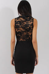 Black & Red Floral Lace Plunge Neck Dress - Talia-Dresses