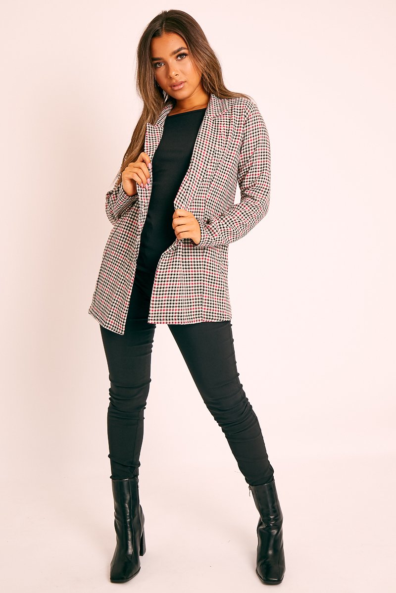 Black Red Gingham Print Blazer - Hollie-Blazers