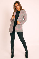 Black Red Gingham Print Blazer - Hollie-Blazers
