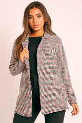 Black Red Gingham Print Blazer - Hollie-Blazers