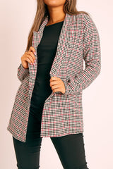 Black Red Gingham Print Blazer - Hollie-Blazers