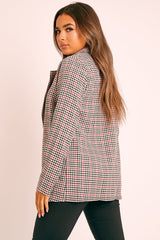 Black Red Gingham Print Blazer - Hollie-Blazers