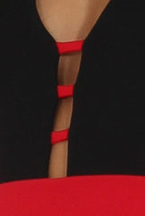 Black & Red Panelled Midi Dress - Unity-Dresses