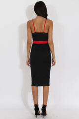 Black & Red Panelled Midi Dress - Unity-Dresses