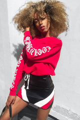 Black Red and White PU Mini Skirt - Cady-Skirts