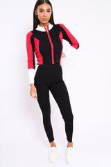 Black Red and White Striped Tracksuit - Cayla-Co-ords