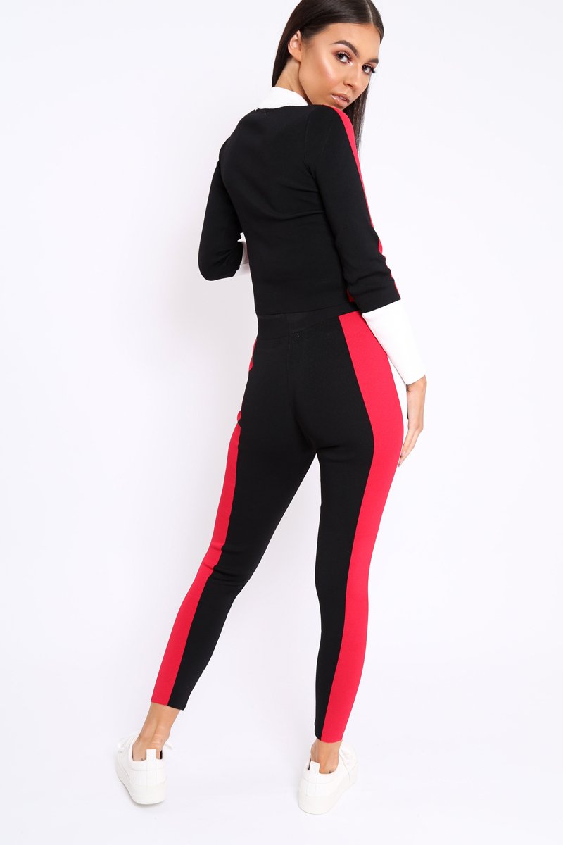 Black Red and White Striped Tracksuit - Cayla-Co-ords