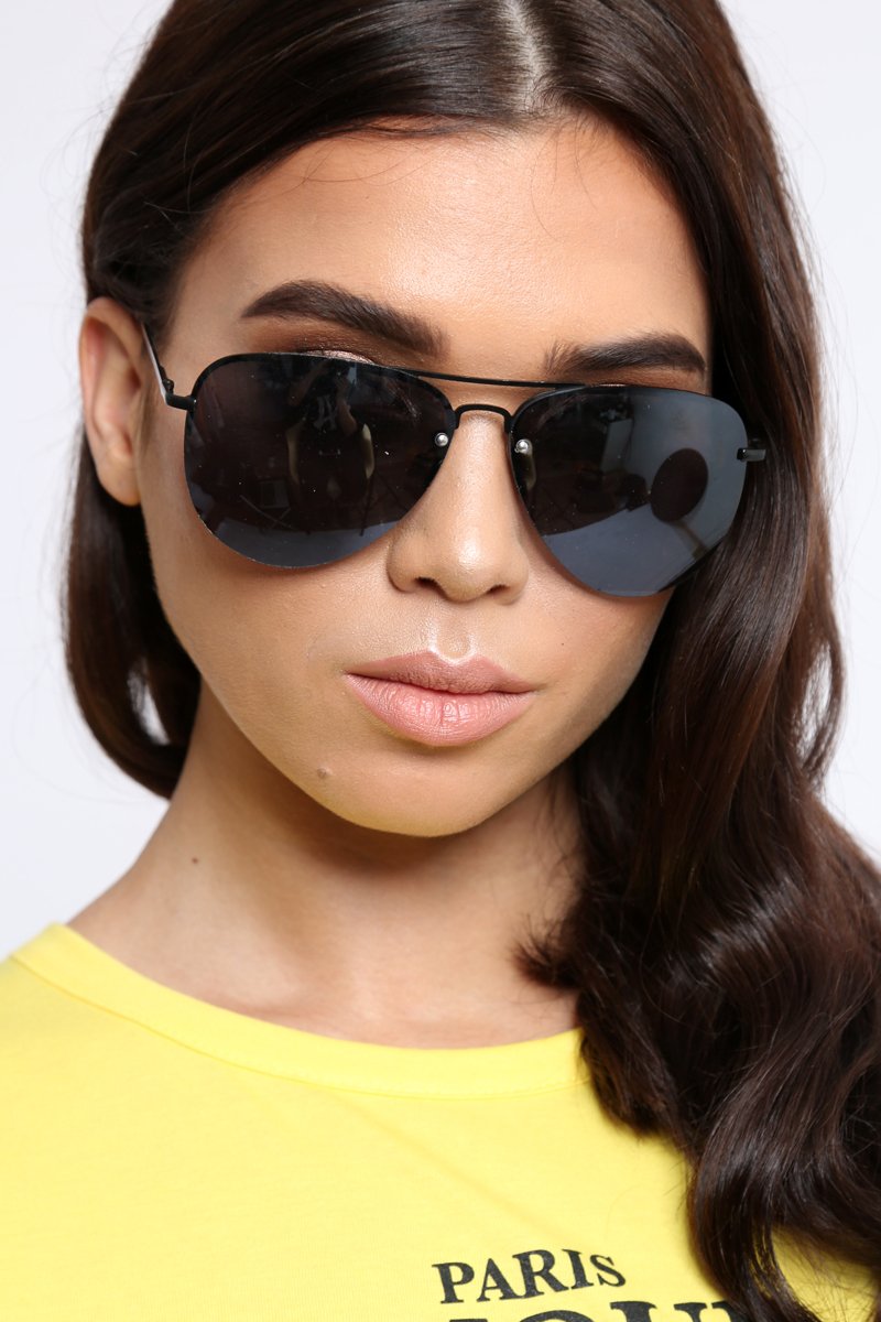 Black Reflective Aviator Sunglasses - Rhio-Sunglasses