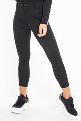 Black Reflective Stripe Side Cigarette Trousers - Nicky-Trousers