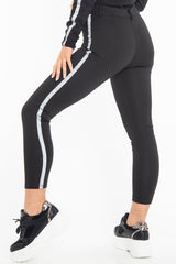 Black Reflective Stripe Side Cigarette Trousers - Nicky-Trousers