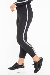 Black Reflective Stripe Side Cigarette Trousers - Nicky-Trousers