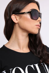 Black Retro Rounded Frame Sunglasses - Liza-Sunglasses