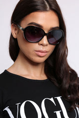 Black Retro Rounded Frame Sunglasses - Liza-Sunglasses