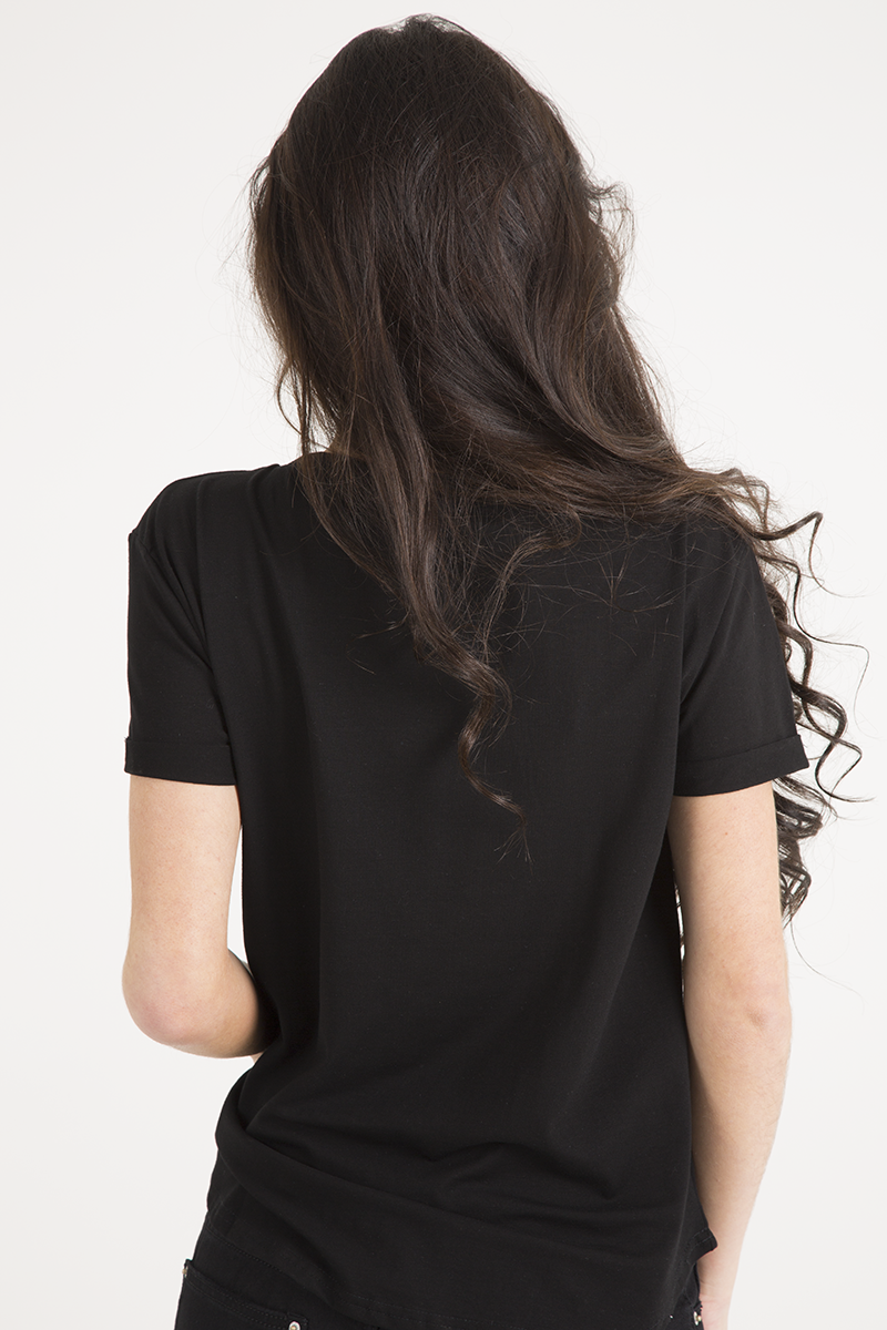 Black Reversible Sequin 'Love' Slogan T-Shirt - Ida-T-shirt